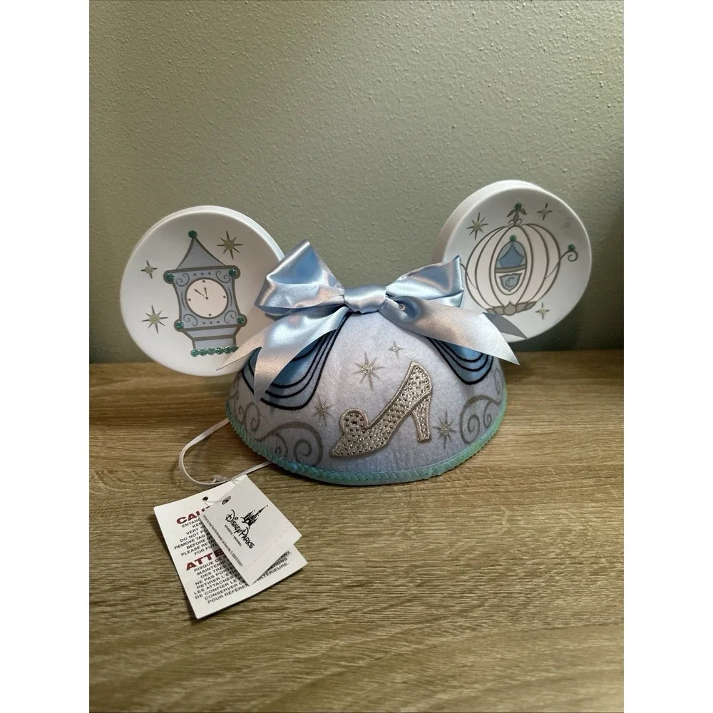 Disney Park Cinderella Slipper Jeweled Mickey Ear Hat Light Blue Child ELIZABETH